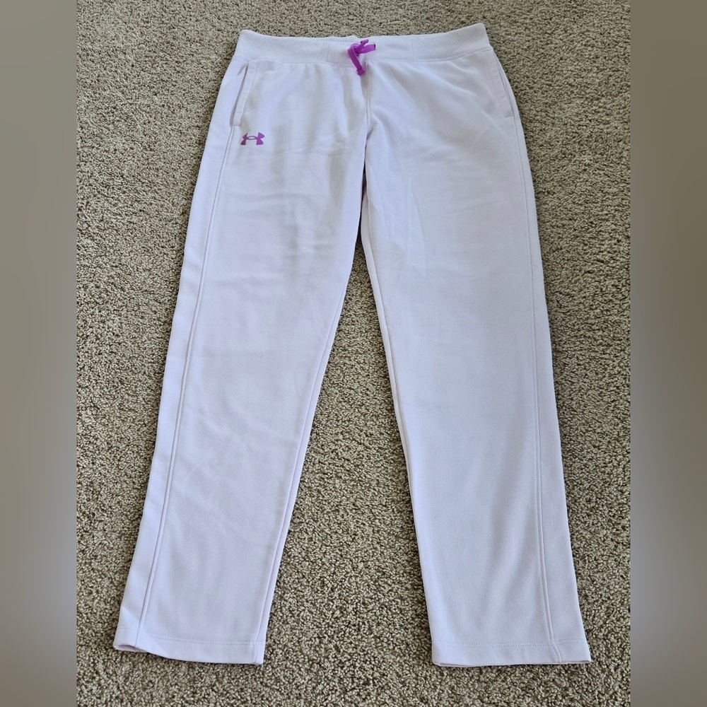 Girls YXL Under Armour fleece lined pants "Crystal Lilac"